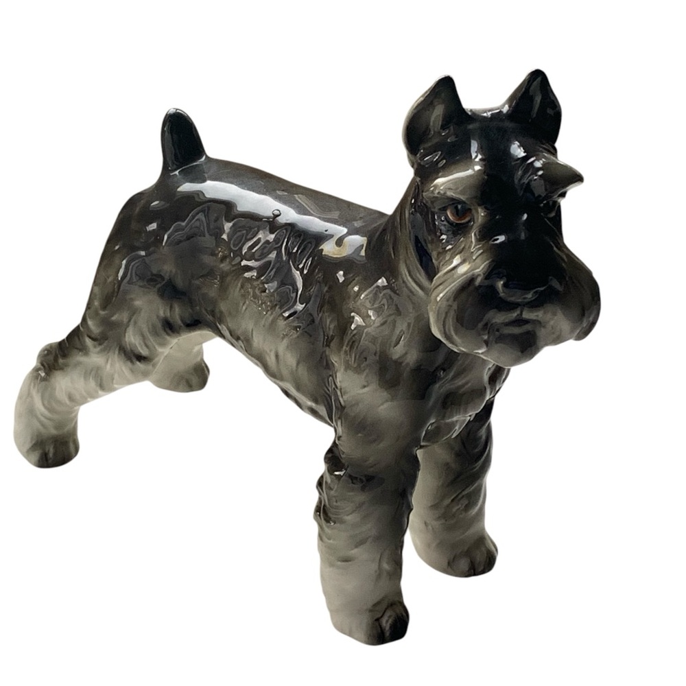 Vintage Stafford #160 Japan Schnauzer Dog Tall Porcelain Dog Figurine